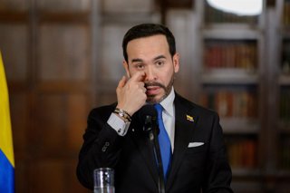 August 25, 2026, Bogota, Bogota D.C, Colombia: Colombian president Abelardo De la Espriella gives a press conference along Bogota's mayor and the new apointed manager for the city of Bogota, Colombia Clara Lucia Sandoval on August 25, 2026.