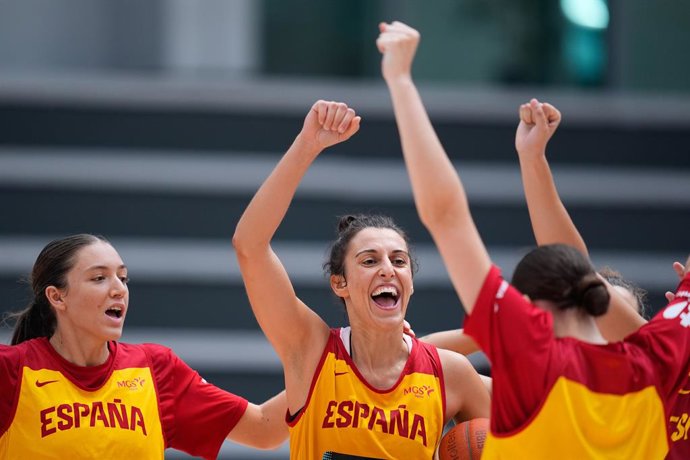 Alba Torrens durante o Dia da Mídia da Seleção Espanhola Feminina de Basquete, no Centro Esportivo Municipal Triângulo de Ouro, em 12 de agosto de 2026, em Madri, Espanha.
