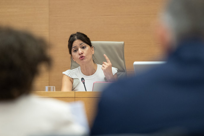 La ministra de Juventud e Infancia, Sira Rego, comparece ante la Comisión de Juventud e Infancia del congreso, a 31 de agosto de 2026, en Madrid (España).