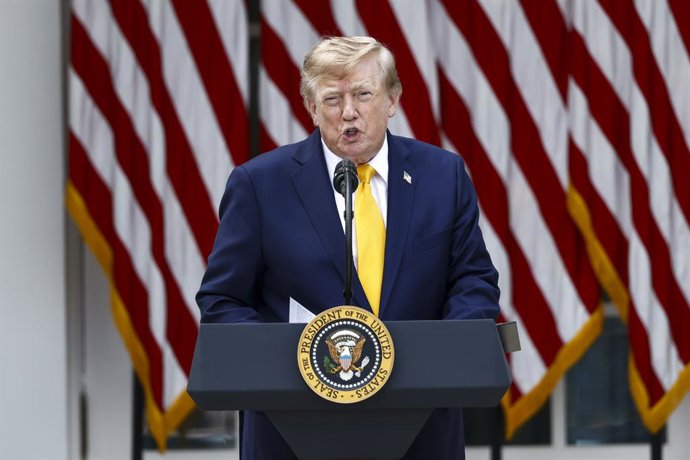 August 24, 2026, Washington, District Of Columbia, USA: United States President Donald J Trump arrives to deliver remarks during an education event in the Rose Garden of the White House in Washington DC, USA, 24 August 2026. President Trump and Secretary 