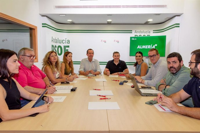 El secretario general del PSOE de Almería, José María Martín, preside la reunión de la comisión permanente de la ejecutiva provincial.