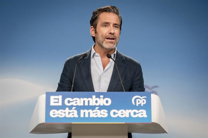 El portavoz nacional del Partido Popular, Borja Sémper, durante una rueda de prensa en la sede del Partido Popular, a 31 de agosto de 2026, en Madrid (España).