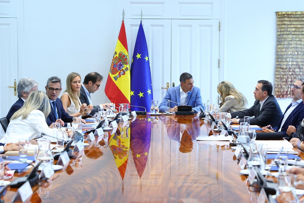 El presidente del Gobierno, Pedro Sánchez, preside la reunión del Consejo de Seguridad Nacional, en el Complejo de la Moncloa, a 1 de septiembre de 2026, en Madrid (España).