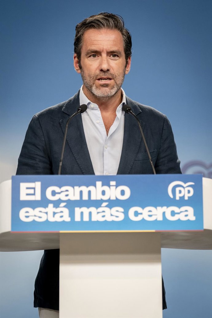 El portavoz nacional del Partido Popular, Borja Sémper, durante una rueda de prensa en la sede del Partido Popular, a 31 de agosto de 2026, en Madrid (España). La comparecencia se produce tras la reunión del Comité de Dirección del partido y propone valor