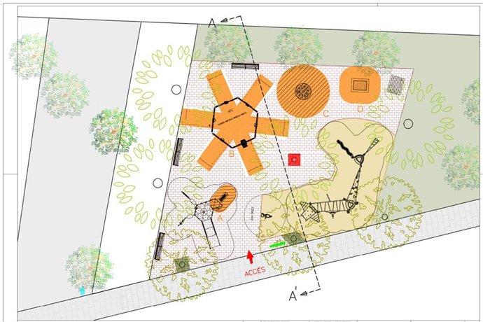 Plano del proyecto de renovación del parque de La Femu.