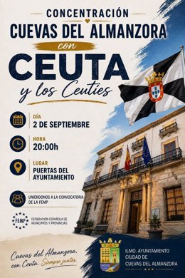 Cartel de la concentración anunciada en Cuevas del Almanzora (Almería) en apoyo a Ceuta.