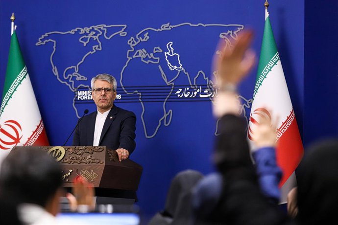 August 24, 2026, Tehran, Iran: Iranian Foreign Ministry spokesperson Esmail Baghaei speaks during his weekly press conference in Tehran, Iran, on August 24, 2026. Baghaei answered reporters' questions on Iran's foreign policy, relations with neighboring c