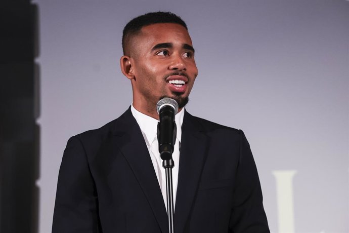 Gabriel Jesus attends his presentation as new player of FC Barcelona at Commercial Office on September 01, 2026 in Barcelona, Spain.