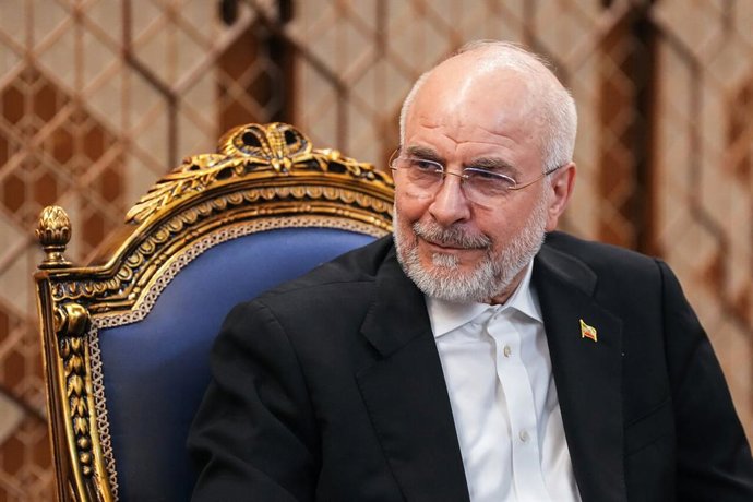August 25, 2026, Tehran, Iran: Iraqi Supreme Judicial Council President Faiq Zidan (unseen) meets Iranian Parliament Speaker Mohammad Bagher Ghalibaf in Tehran, Iran, on August 25, 2026. Zidan held talks with Ghalibaf during a visit to the Iranian capital