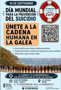 Día Mundial para la Prevención del Suicidio, queremos llenar La Galea de personas para crear una gran cadena humana