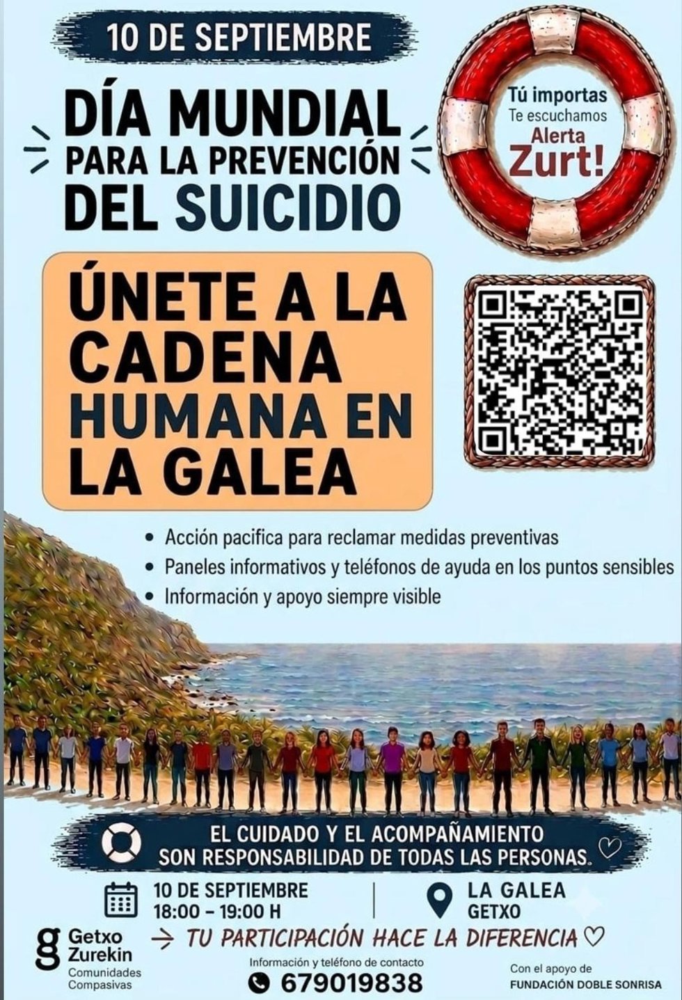 Día Mundial para la Prevención del Suicidio, queremos llenar La Galea de personas para crear una gran cadena humana