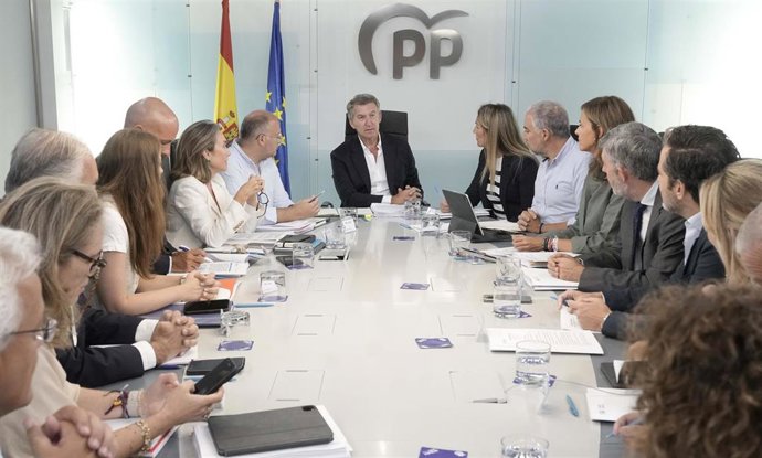 El líder del PP, Alberto Núñez Feijóo, preside la reunión del comité de dirección del PP.