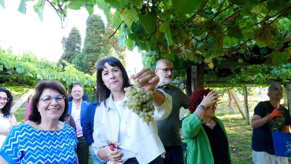 La portavoz nacional del BNG, Ana Pontón, visita en Vilanova de Arousa la bodega Condes de Albarei