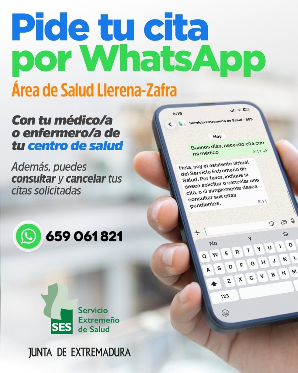 Cartel de la cita previa con el médico por WhastApp.