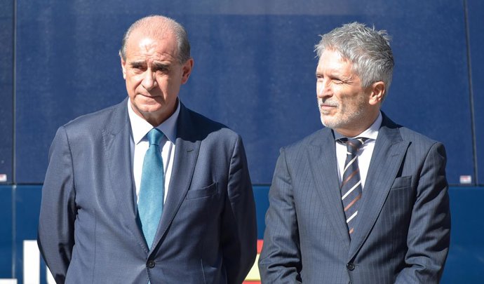 Archivo - El director general de la Policía, Francisco Pardo, y el ministro del Interior, Fernando Grande-Marlaska