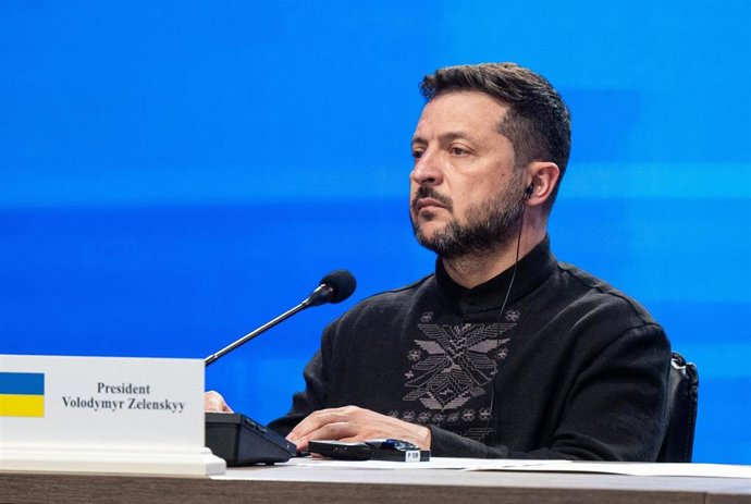 El presidente ucraniano, Volodimir Zelenski, en una reunión en Kiev.
