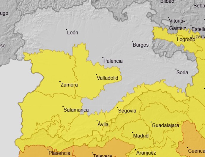 Avisos vigentes por altas temperaturas en Castilla y León para el 3 de septiembre de 2026.