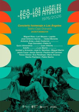 Cartel del concierto 'El eco de Los Ángeles' que se celebrará el 26 de octubre en el Teatro Caja Granada con una amplia de artistas y bandas granadinas que rinden tributo a una de las bandas más señeras e influyentes de la ciudad.