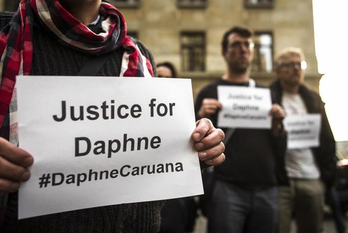 Archivo - Una manifestación para exigir justicia por el asesinato de la periodista Daphne Caruana Galizia