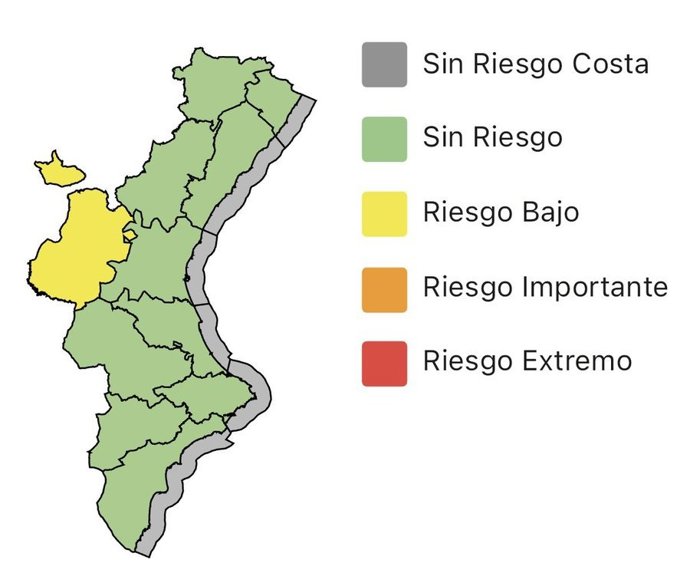 Risc groc en mapa Comunitat
