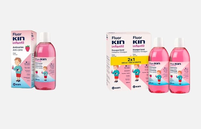 Sanidad retirada del mercado varios lotes de FluorKin infantil fresa enjuague bucal por contaminación microbiológica