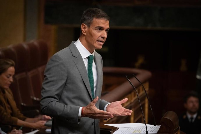El presidente del Gobierno, Pedro Sánchez, comparece durante una sesión plenaria en el Congreso de los Diputados, a 3 de septiembre de 2026, en Madrid (España).