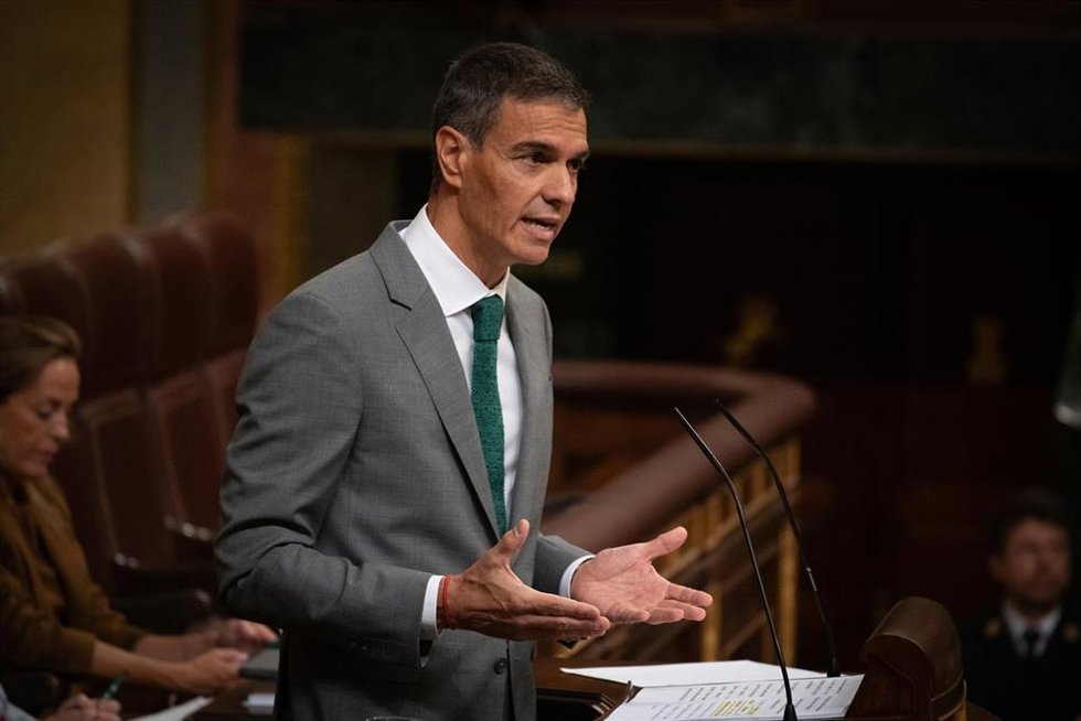 El presidente del Gobierno, Pedro Sánchez, comparece durante una sesión plenaria en el Congreso de los Diputados, a 3 de septiembre de 2026, en Madrid (España).