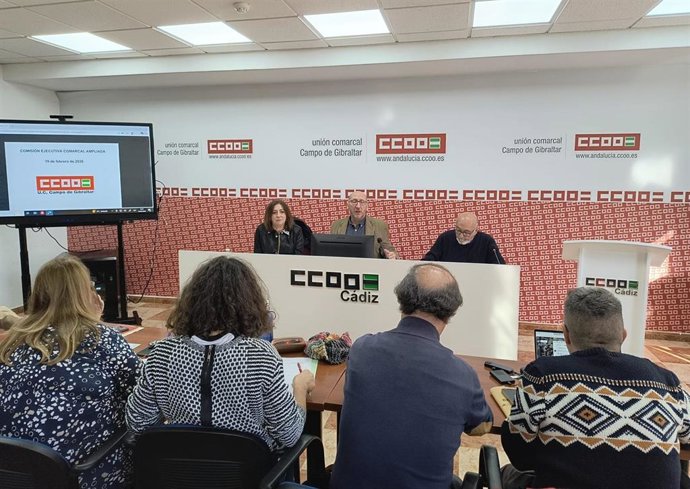 El secretario general de CCOO en el Campo de Gibraltar, Manuel Triano, en un Consejo del sindicato.