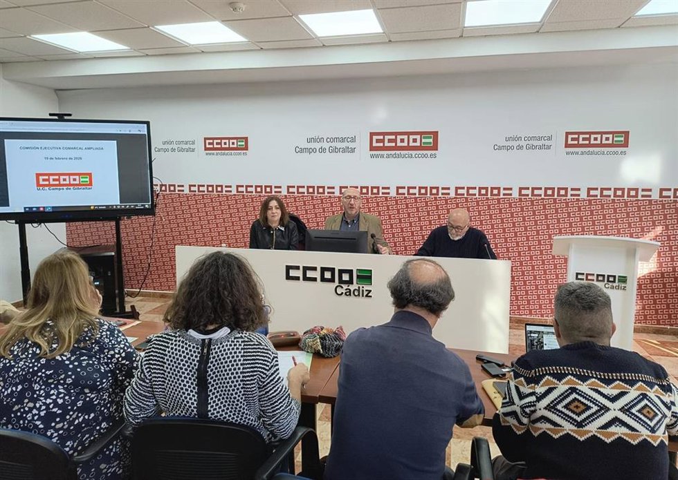 El secretario general de CCOO en el Campo de Gibraltar, Manuel Triano, en un Consejo del sindicato.