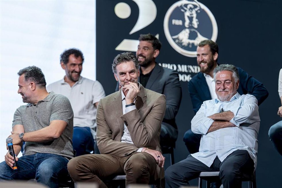 Archivo - Pau Gasol durante el homenaje a los campeones del mundo de 2006