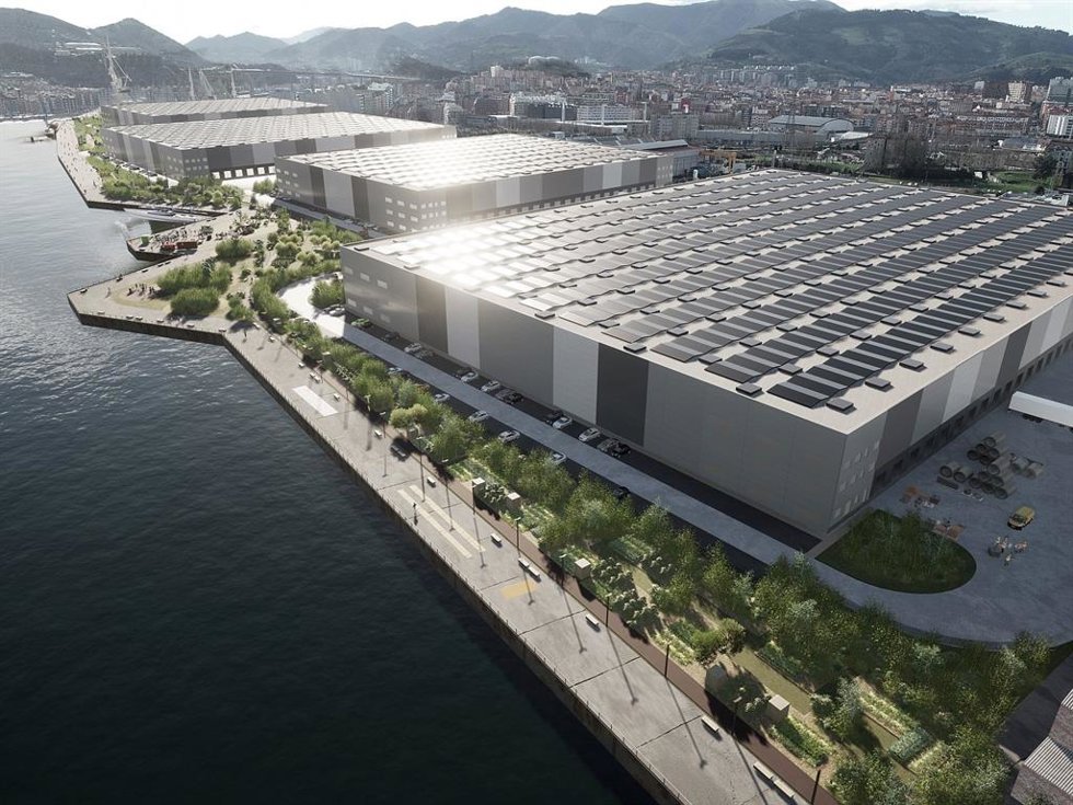 Archivo - Simulación del parque logístico que proyecta el grupo belga VGP en los terrenos de La Naval de Sestao