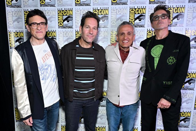 Archivo - Anthony Russo, Paul Rudd, Joe Russo and Robert Downey Jr. Attend the Marvel Studios Panel at 2026 San Diego Comic-Con