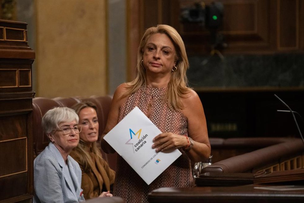 La diputada de Coalición Canaria Cristina Valido interviene durante una sesión plenaria en el Congreso