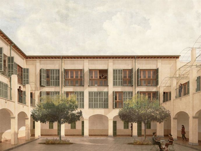 Simulación de la futura promoción de viviendas públicas en el edificio del antiguo hospicio de Felanitx