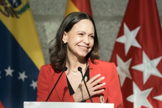 Archivo - La líder opositora venezolana y Premio Nobel de la Paz 2025, María Corina Machado, durante la ceremonia de entrega de la Medalla de Oro en Madrid.