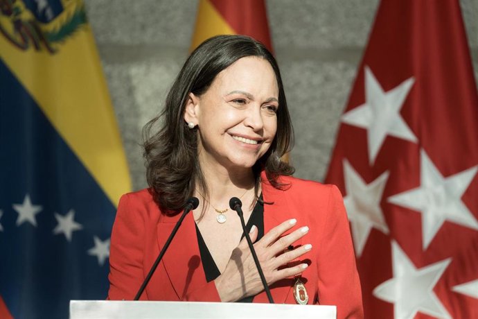 Archivo - La líder opositora venezolana y Premio Nobel de la Paz 2025, María Corina Machado, durante la ceremonia de entrega de la Medalla de Oro en Madrid.