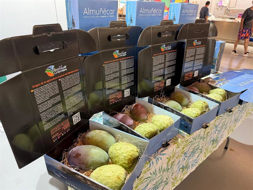 El mango de Almuñécar ha sido protagonista este miércoles en el mercado municipal con el inicio de su campaña en la Costa Tropical, donde también se ha presentado la caja de frutas tropicales como elmento de promoción turística.