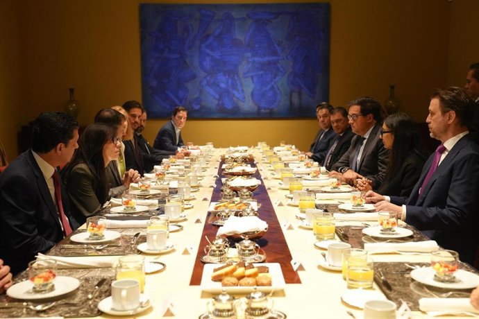 El ministro para la Transformación Digital y de la Función Pública, Óscar López, durante un desayuno de trabajo con tecnológicas españolas y mexicanas en el marco de su visita de tres días a México.