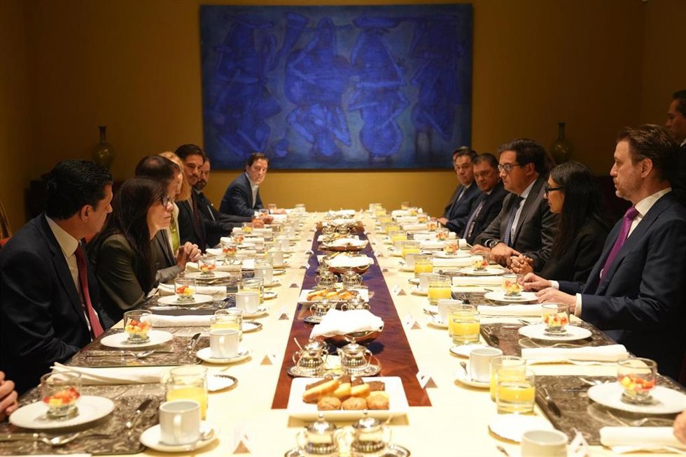 El ministro para la Transformación Digital y de la Función Pública, Óscar López, durante un desayuno de trabajo con tecnológicas españolas y mexicanas en el marco de su visita de tres días a México.