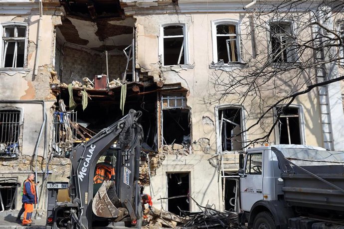 Archivo - Daños materiales en la ciudad de Odesa, en el sur de Ucrania, tras un ataque ejecutado por el Ejército de Rusia en marzo de 2026 (archivo)