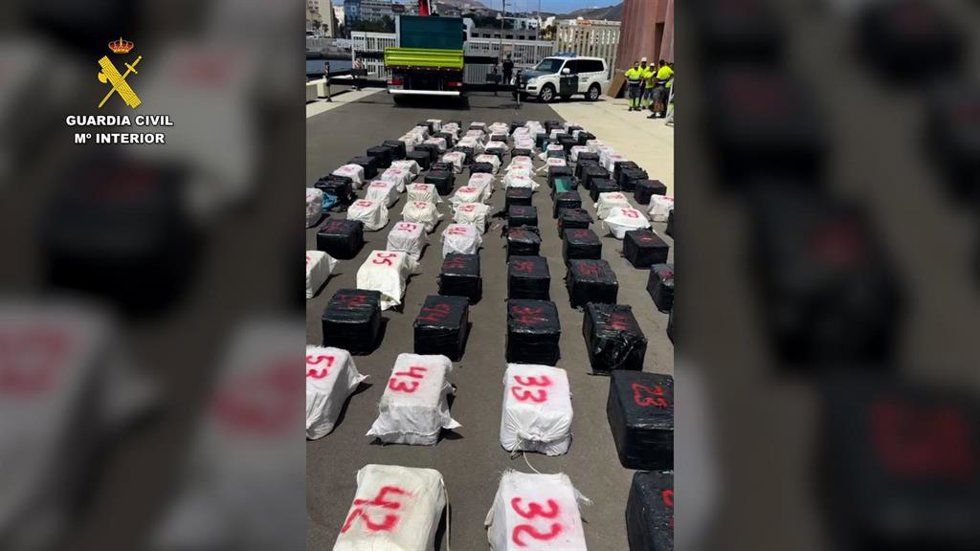 Cocaína intervenida en una narcolancha al sur de Gran Canaria