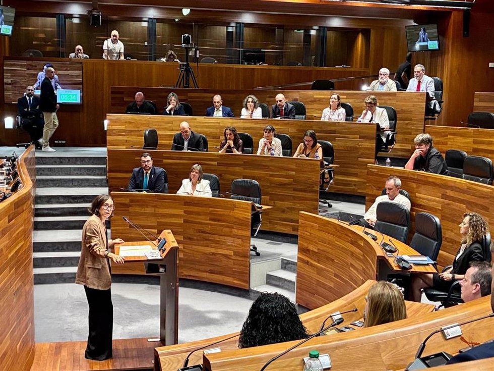 La portavoz del Grupo Parlamentario Socialista, Dolores Carcedo, interviene en el Pleno por el Día de Asturias.