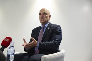 El juez brasileño Alexandre de Moraes, durante una entrevista para Europa Press, a 29 de octubre de 2025, en Madrid (España). Este magistrado del Supremo Tribunal de Brasil es conocido por liderar investigaciones sobre amenazas a la democracia,