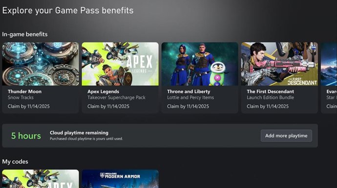 Límite de tiempo de juego en la nube en Game Pass
