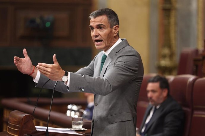 El presidente del Gobierno, Pedro Sánchez, en el Congreso