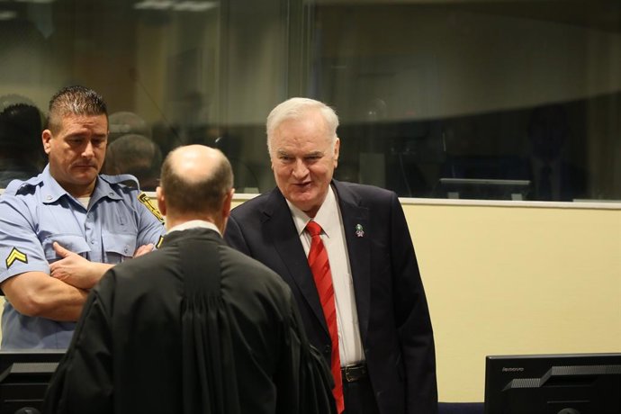 El general serbobosnio Ratko Mladic durante su juicio ante el Tribunal Penal para la Antigua Yugoslavia, a 22 de noviembre de 2017