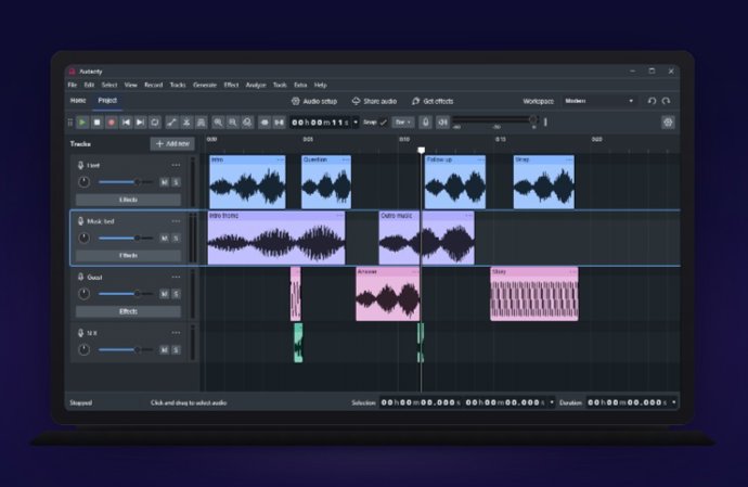 Interface do Audacity 4