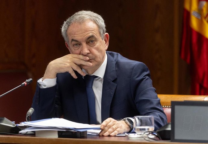Archivo - El expresidente del Gobierno José Luis Rodríguez Zapatero comparece ante la comisión de investigación sobre el ‘caso Koldo’, en el Senado, a 2 de marzo de 2026, en Madrid (España).