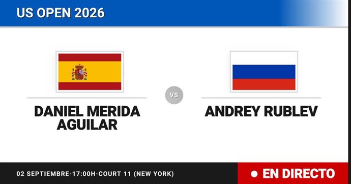 Daniel Merida Aguilar - Andrey Rublev: resumen y estadísticas del partido de Treintaidosavos de final de US Open ATP
