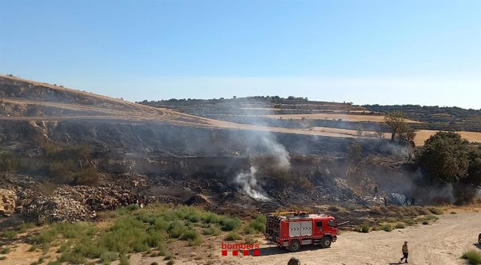 El incendio de Cervera (Lleida), estabilizado.